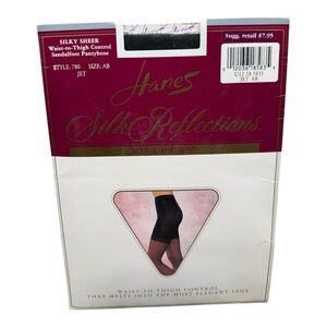 Hanes silk reflections silky sheer Shapers Sandlefoot AB Jet Black 780